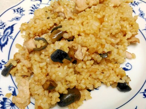 茄子の漬物と豚肉のチャーハン